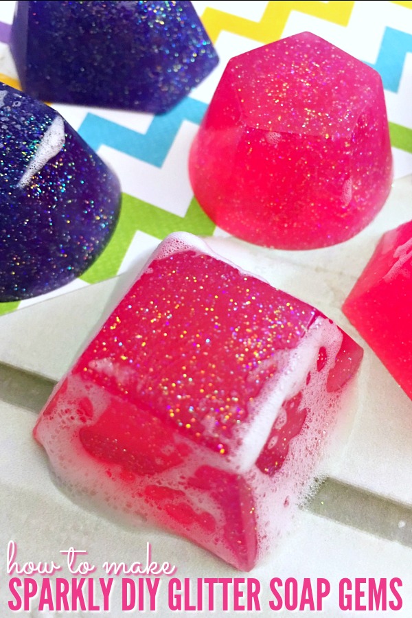 Looking for a unique handmade gift idea? These Sparkly DIY Glitter Soap Gems make a perfect gift for the pretty princess in your life (even if that's YOU)!